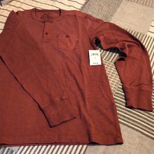 Mens Lucky Brand Crew neck Long Sleeve Shirt, Small, Red, NWT, 100% cotton